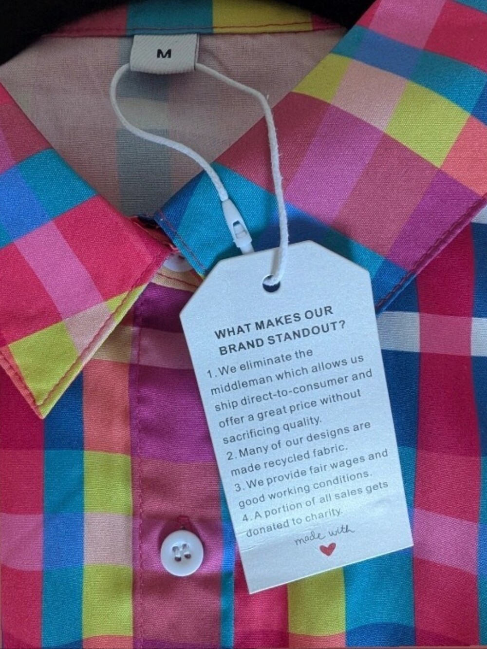 NWT Made With Love Vibrant Plaid Shirt Dress - Size M - Picture 5 of 11